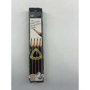 Faber Castell 10 Matt Grip Super Dark Pencils Eraser Sharpener Handwriting New